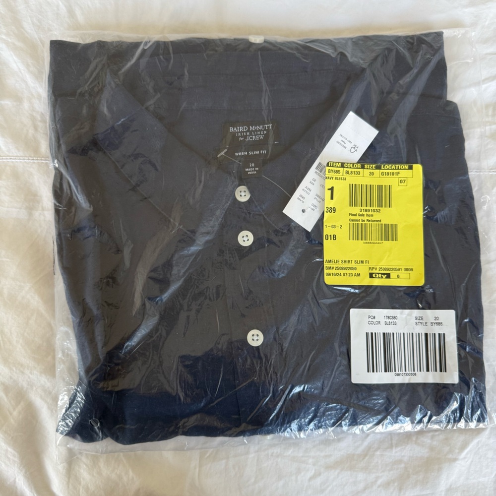 J. Crew Wren slim shirt in Baird McNutt Irish linen - Navy - 20 - Picture 2 of 2